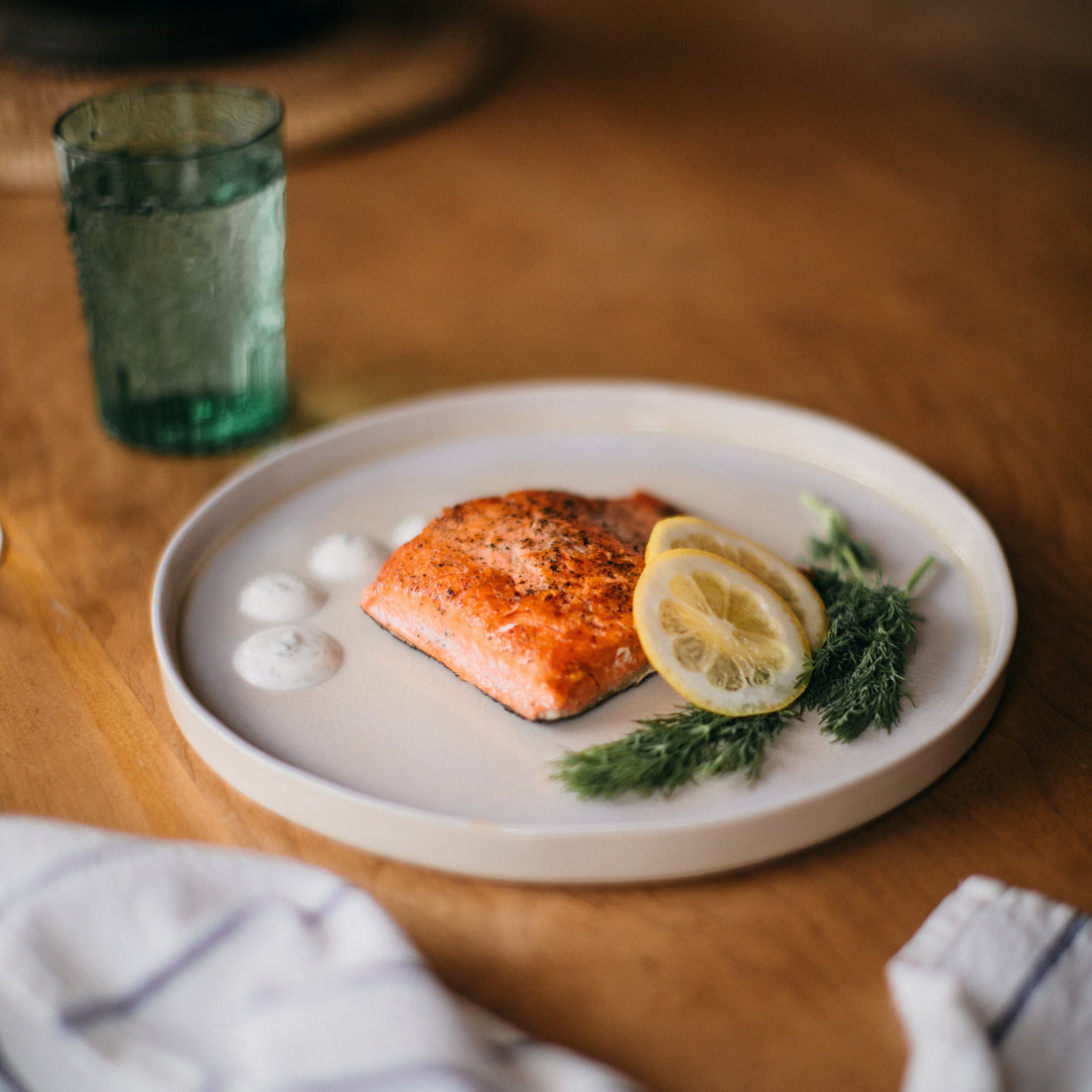 Baked Sockeye Salmon with Greek Yogurt Dill Sauce