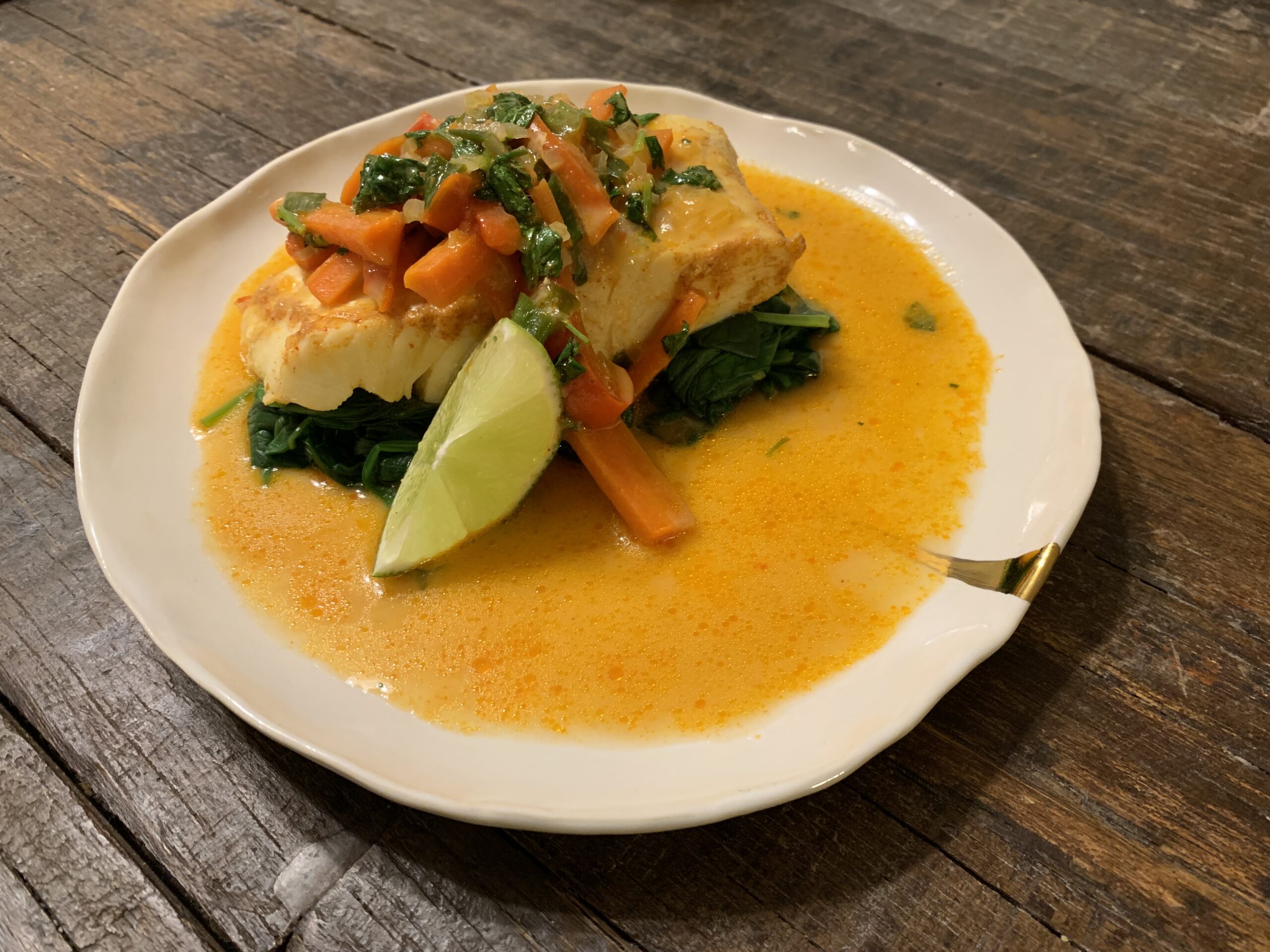 Halibut with Coconut and Red Curry Broth