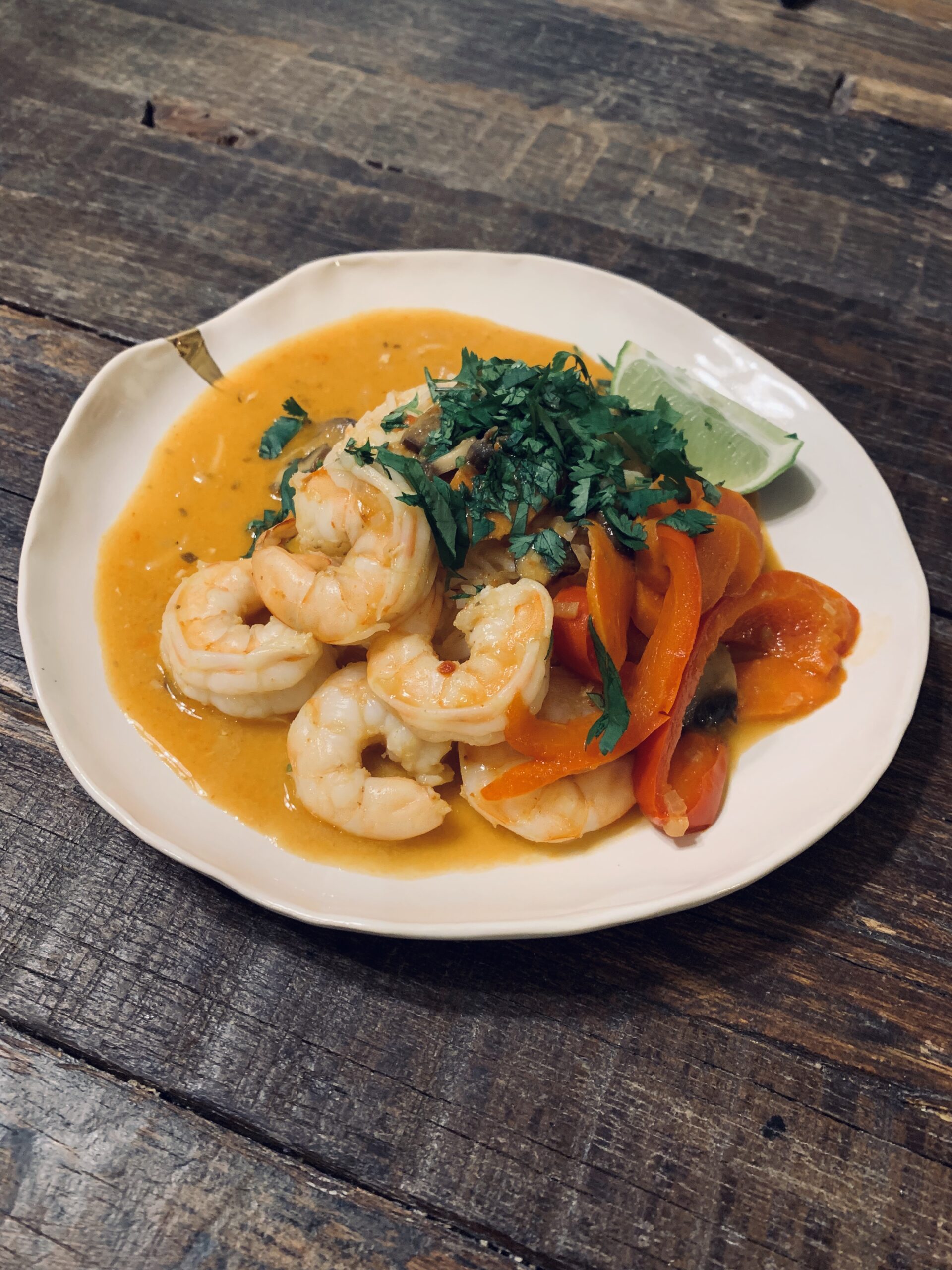Thai Style Wild Gulf Shrimp with Red Curry Coconut broth